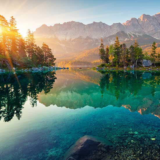 majestic mountains and lake