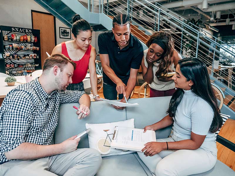 diverse team working together