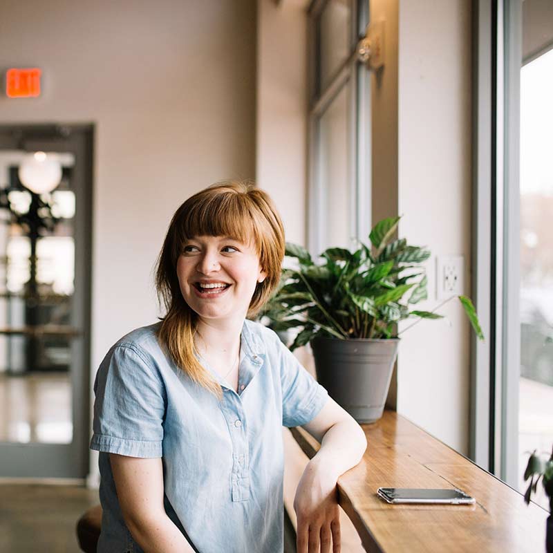 woman smiling at work